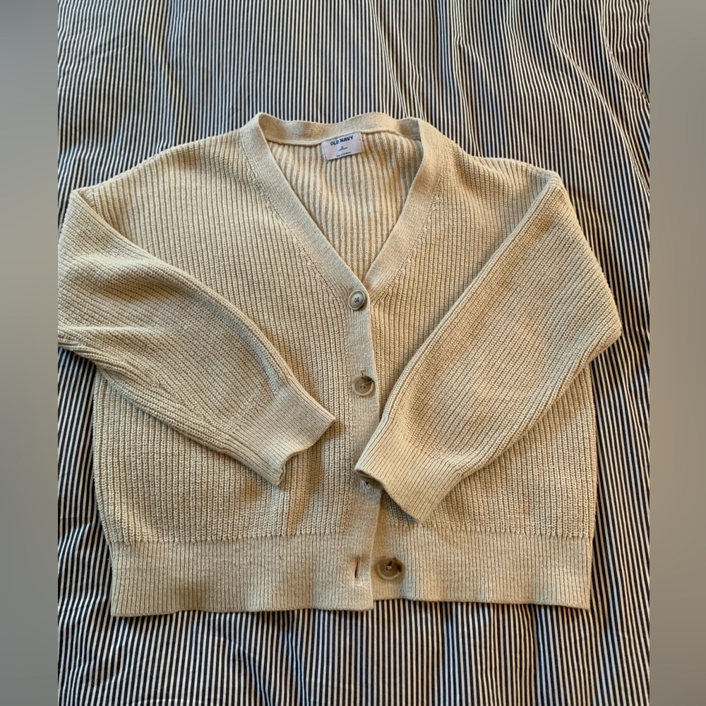 Old Navy Lightweight Cotton and Linen-Blend Shaker-Stitch Cardigan Sweater
